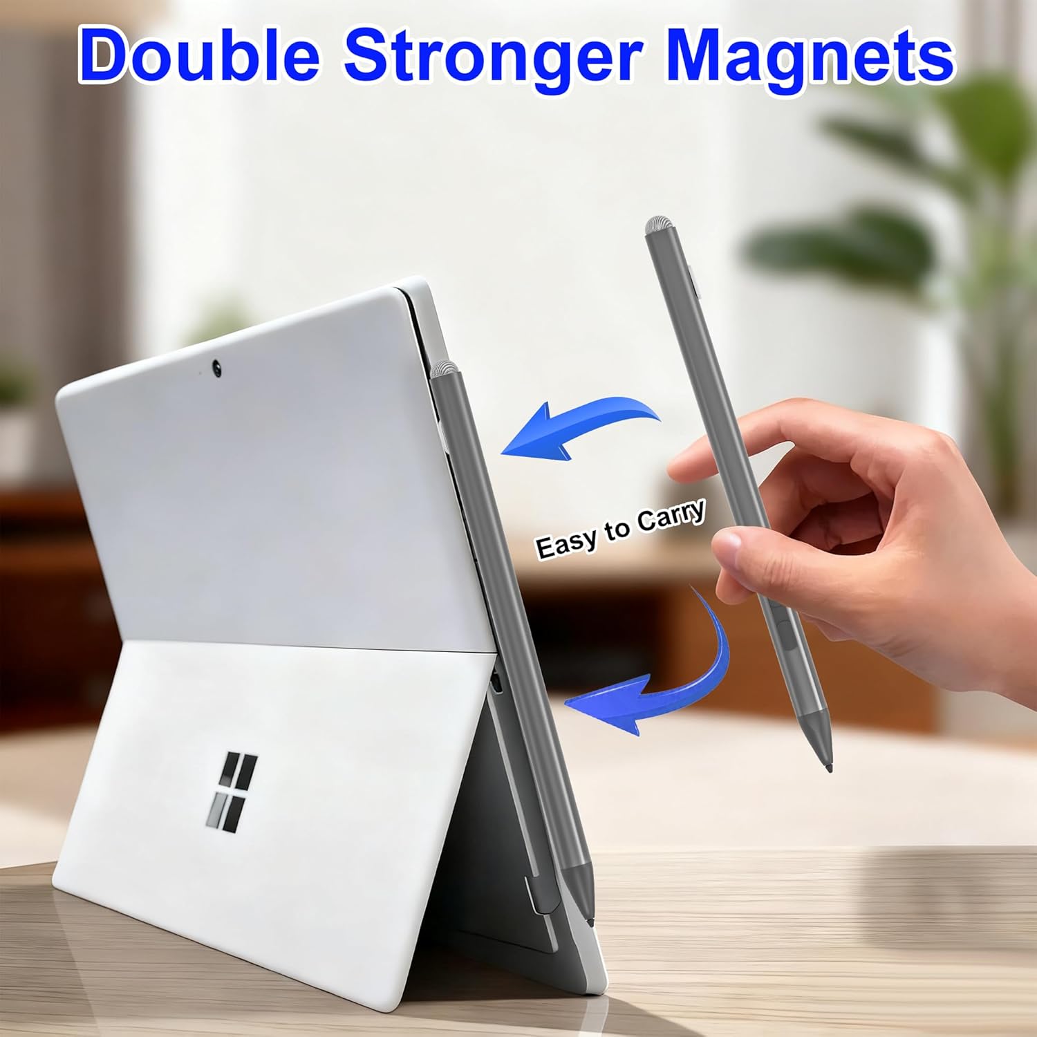 Surface Pen for Surface Pro 13/12/11/9/10/8/X/7/6/5/4/3, Surface Pro Pencil with Precision Tip, Palm Rejection, Tilt Sensitivity, Surface Stylus for Surface Go 3/Go 2/Book/Laptop 5 (Gray)