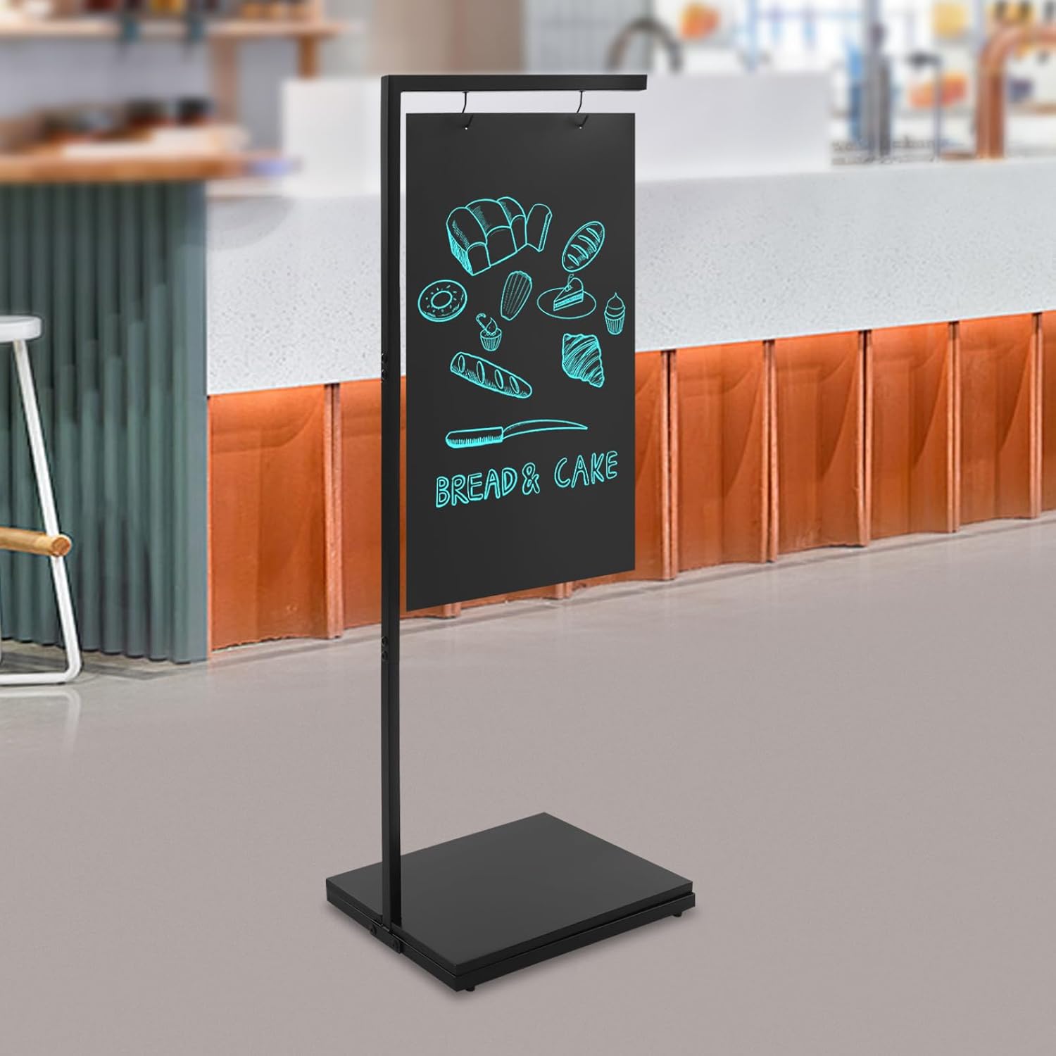 Bacocoo Vertical Chalkboard Sign 11.8x18.3x43.3 inch - Double-Sided Metal Easel for Café, Bistro, Bar, Wedding, Outdoor - Portable Sidewalk Display for Florists and Events