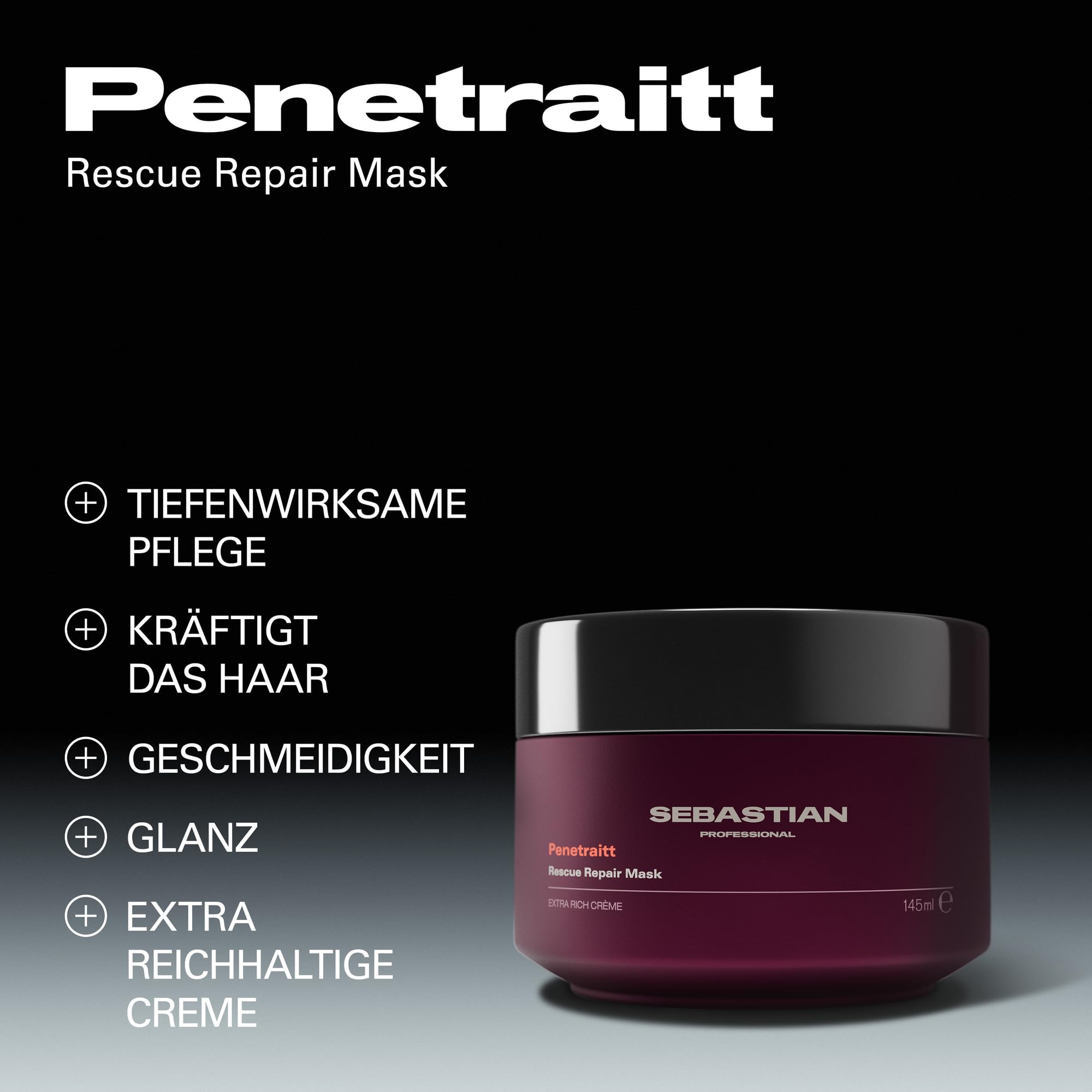 Sebastian Professional Penetraitt Rescue Repair Haarmaske – Tiefenwirksame Haarkur mit reichhaltiger Cremeformel zur Regeneration von geschädigtem, strapaziertem & chemisch behandeltem Haar