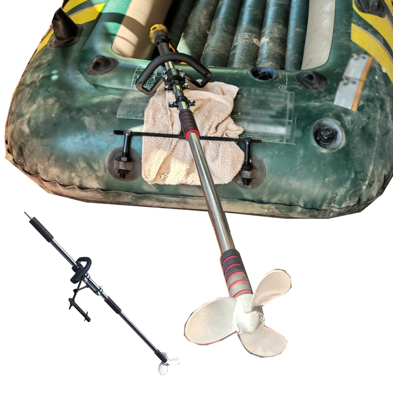 Hélice de perceuse de 49 pouces pour moteur hors-bord avec support de pince en aluminium