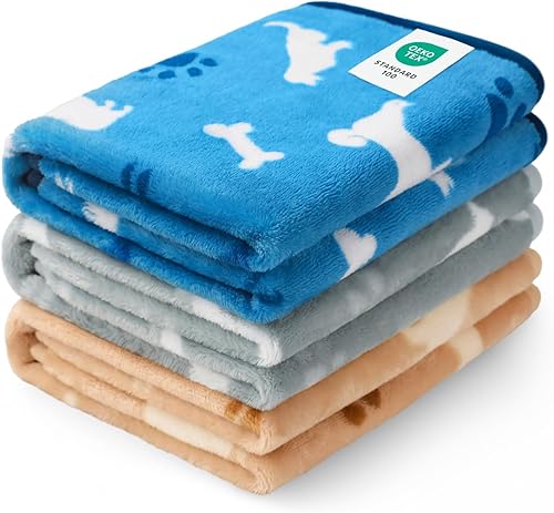 Miniatura 15 de Luciphia 1 paquete de 3 mantas súper suaves y esponjosas de vellón de primera calidad para mascotas, manta de franela para perro, cachorro, pata