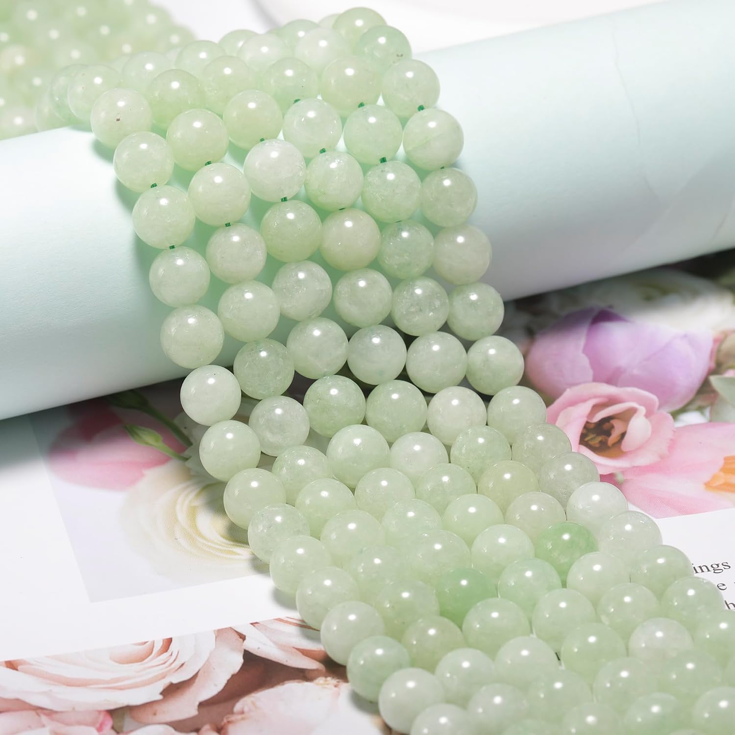 10mm New Mountain Jade Round Beads, 35 Pcs for Jewelry Making