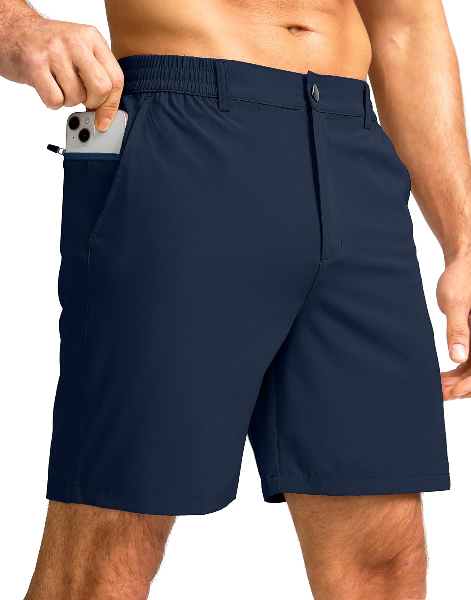 Men's Casual Shorts 7"/5"/9" Lightweight Golf Shorts for Men with 3 Pockets | 3 Pockets, Stretch, Quick Dry, Breathable, Moisture wicking, Expandable Waistband, Zip fly, Comfort