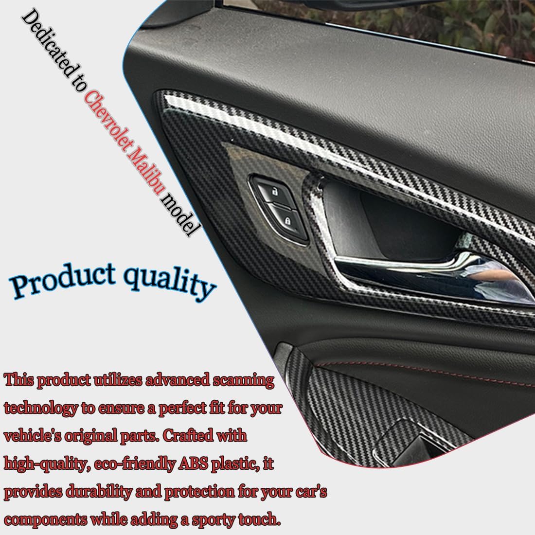 Door Handle Bowl Cover, for Chevrolet Malibu 2016 2017 2018 2019 2020 2021 2022 2023 2024 Interior Car Door Handle Bowl Cover Car Sport Accessories -Carbon Fiber