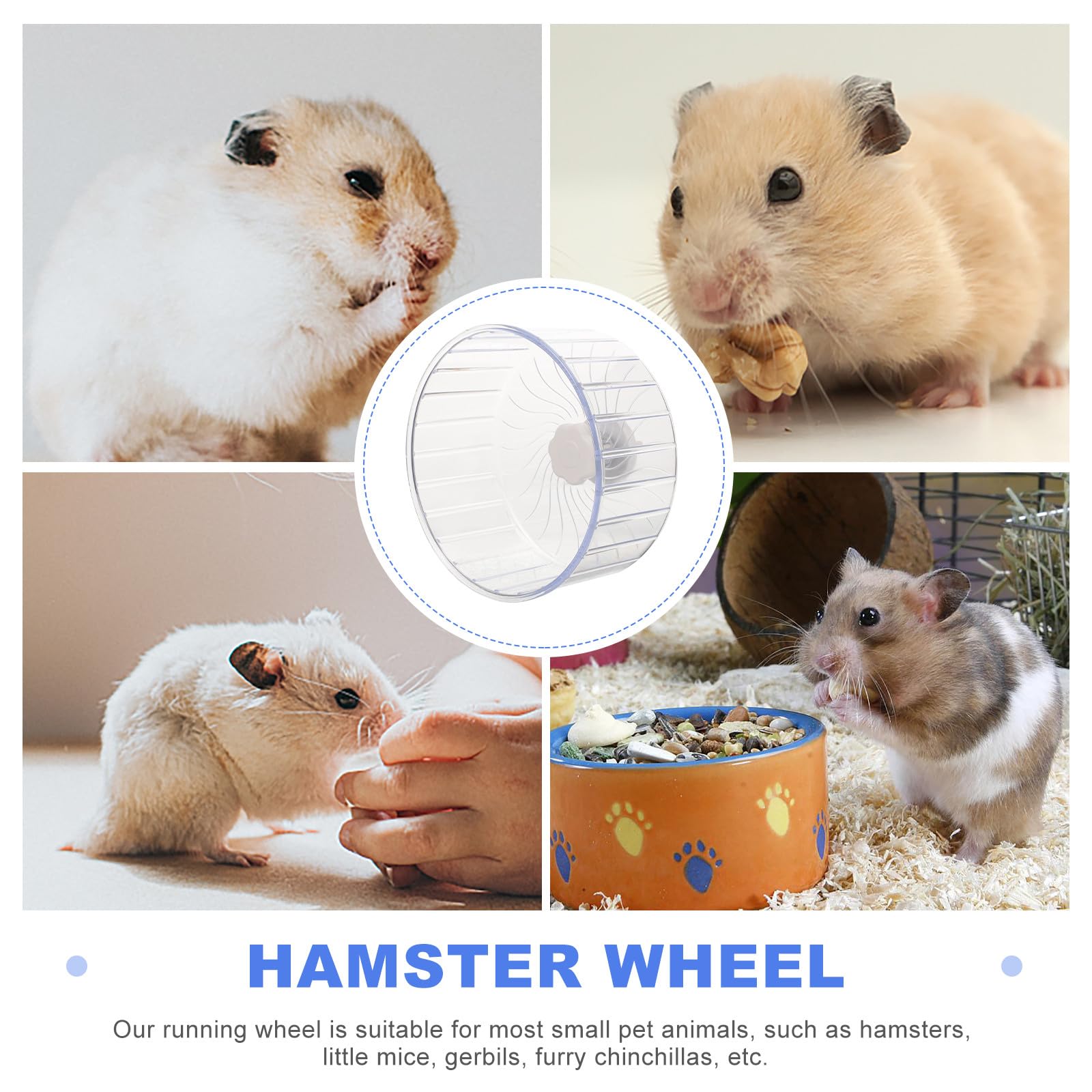 BESTonZON Hamster Exercise Wheel Transparent Plastic Silent Running Wheel for Hamsters, Mice & Gerbils Low Noise Small Pet Toy with Smooth Edges (14x14cm) 2