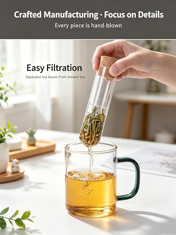 ChayWillow Glass Tea Infuser Tube Clear With Green Handle – Handy green handle design