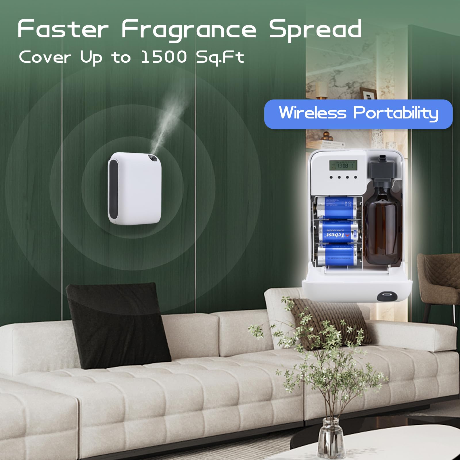 Difusor de la colección de hotel, aplicación Bluetooth, inalámbrico, funciona con pilas, difusor de aceite esencial sin agua, máquina de aire aromático para el hogar, difusores de aire frío para