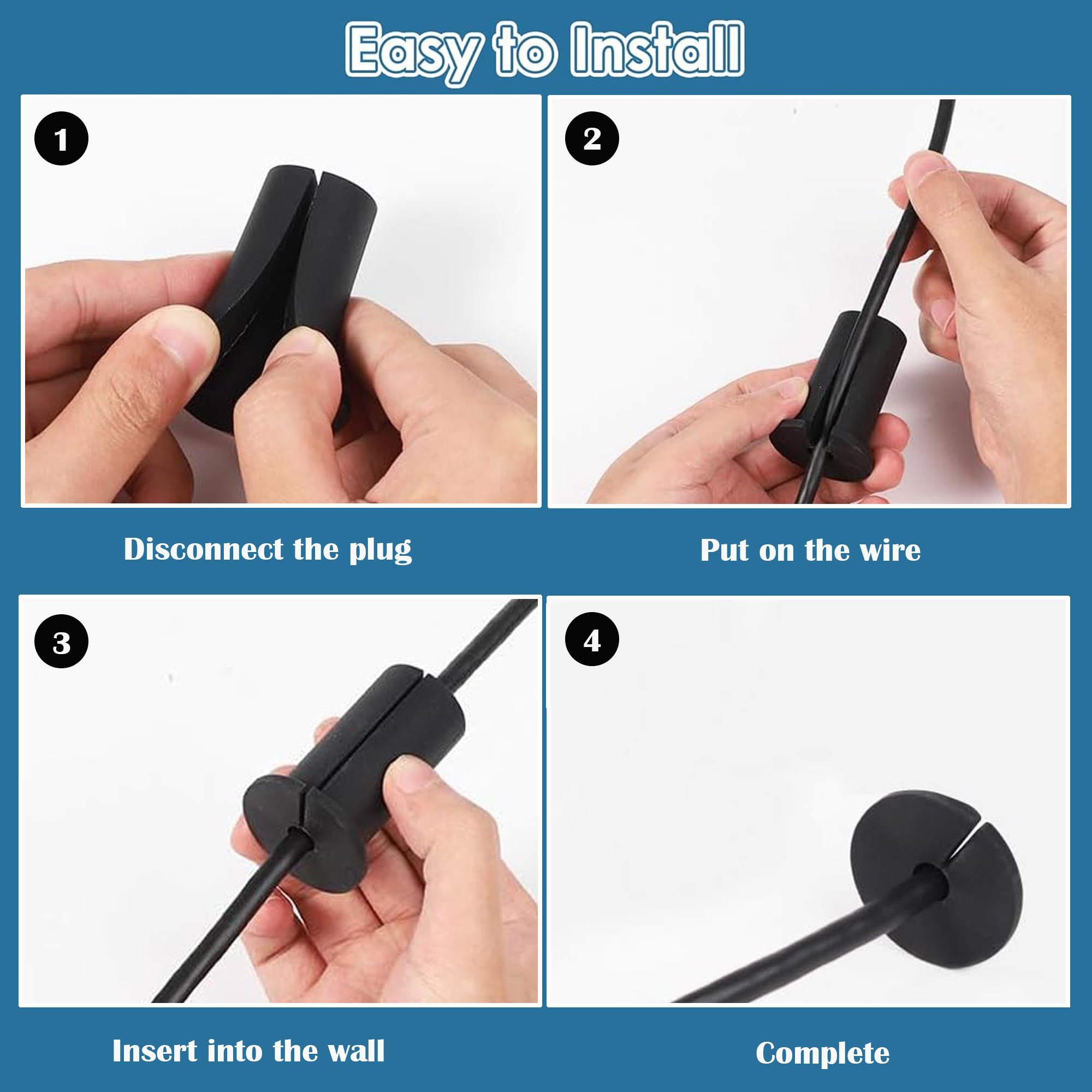 Lot De 6 œillets Muraux Starlink 3/4 Pouce - Caoutchouc Noir - Pour Câbles 12V - Neuf
