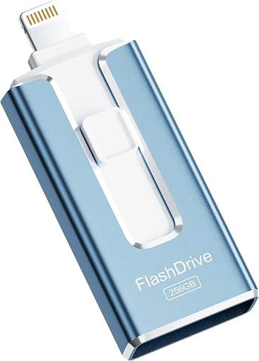MFi Certified3 in 1 Type-C USB Memory Stick Thumb Drive for Photos Videos Storage (Sky Blue)