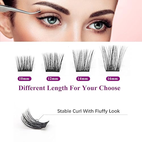 Miniatura 4 de Extensiones de pestañas para bricolaje 0.07-D, rizo D de 0.394 pulgadas, esponjosas, longitud individual, 12 racimos, suaves, tenues, ligeras,