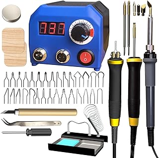LH55-2-3 Wood Burner kit Wood Burning Tool Pen 25~750℃, Wood Burning kit with Digital Thermometer Temperature Adjustable Temperature, 3 pyrographic Wood Burning pens, 37 Wood Burning Pen Tips