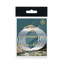 SF Welded Tapered Leader Fly Fishing with Loop Nylon 9ft Fishing Leader (6X 6 Pack)