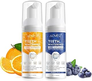 Teeth whitening Foam(2PCS) - Toothpaste for Teeth Whitener, Ultra-fine Mousse Foam, Teeth foaming whitening, Easy to Use. Teeth whitening Sensitive Teeth.(Orange and Blueberry Flavor)