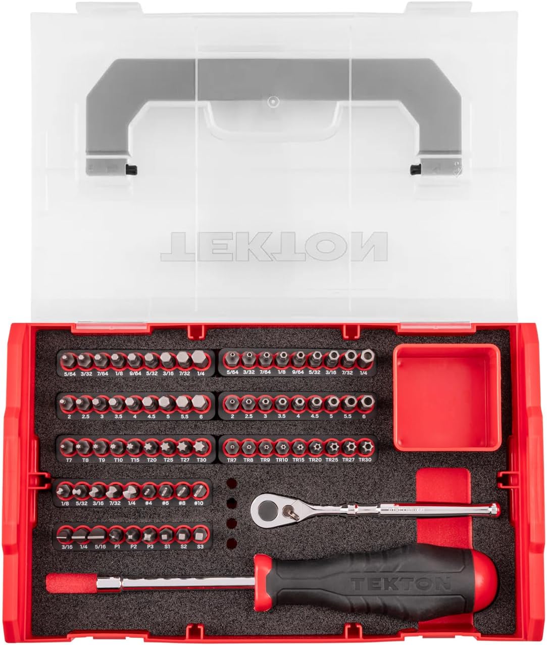 TEKTON 1/4 Inch Bit Driver and Bit Set with Mini Stacking Tool Box (74-Piece) | DRV36001