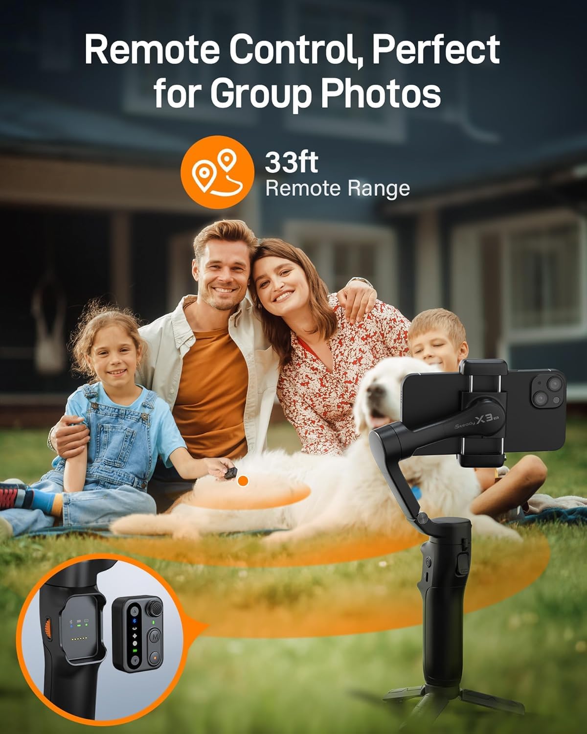 hohem iSteady X3 SE - Stabilizzatore cardanico per iPhone, stabilizzatore per telefono con telecomando staccabile, portatile, pieghevole, a 3 assi, per Android e iPhone 16 15 Pro Max, ideale per