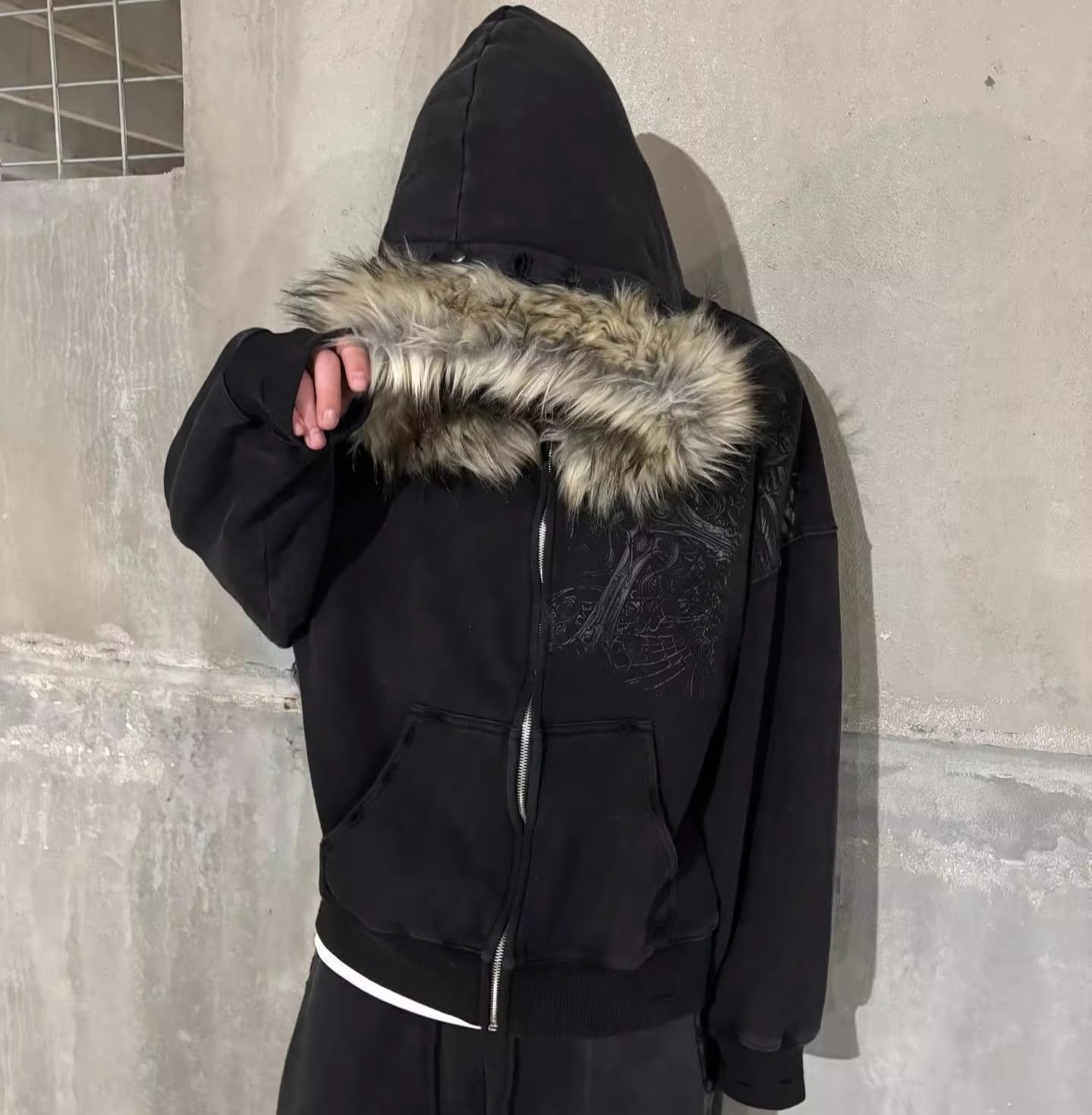 Crop Winter Coats Teen Y2k Zip Up Hoodie Fur Jackets 2000s Streetwear Emo Grunge Streetwear