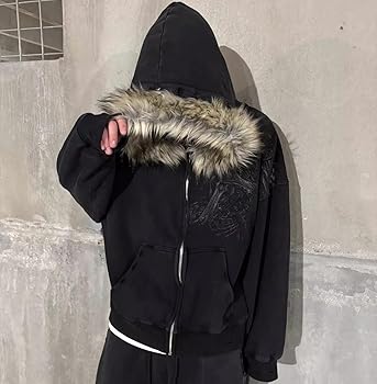 Buy OANTGM Crop Winter Coats Teen Y2k Zip Up Hoodie Fur Jackets