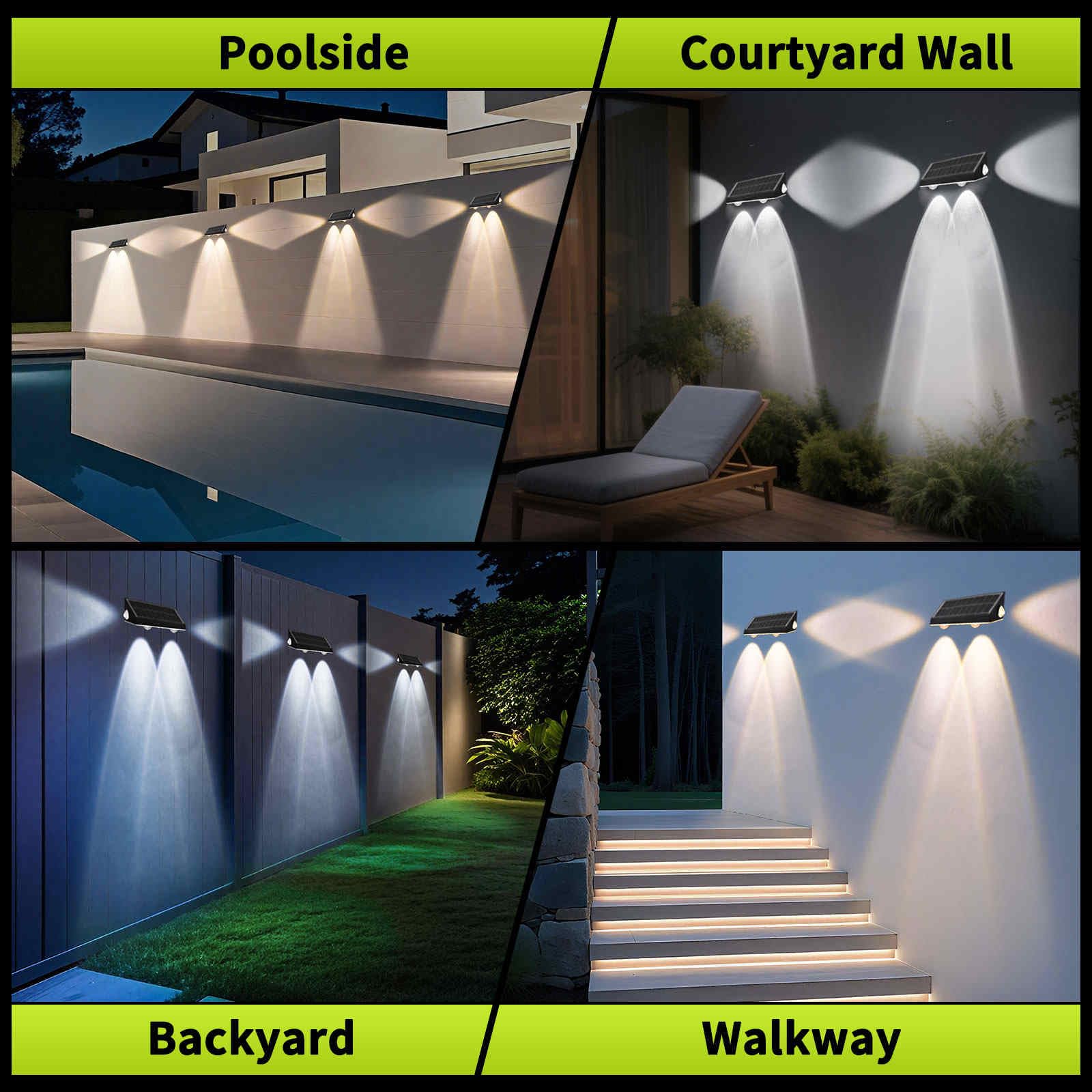 Lampes solaires à 3 voies pour extérieur, 6 lampes solaires à 3 voies, 3 CCT, blanc chaud, blanc froid, lampe solaire 3 voies, étanche IP65, pour escaliers extérieurs