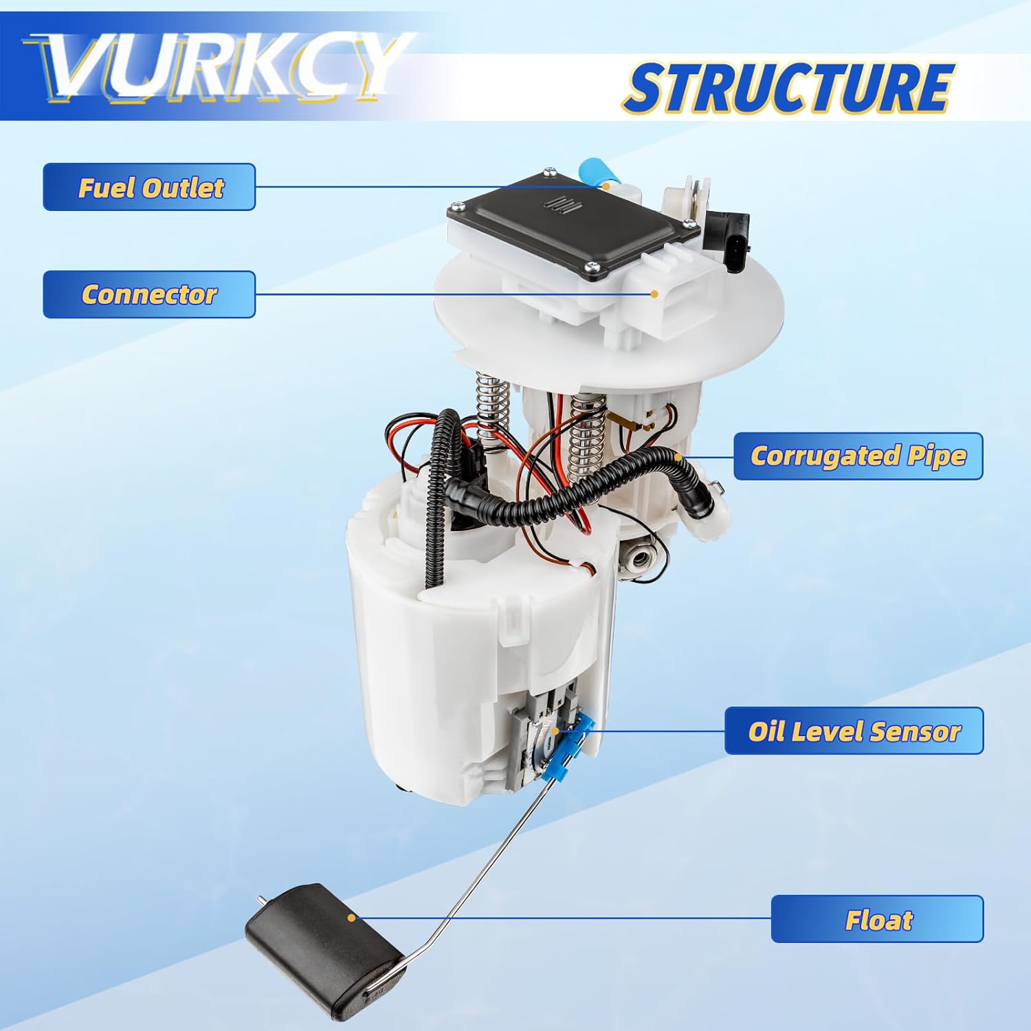 Electric Fuel Pump Module Assembly with Sending Unit Compatible with 2015-2019 Hyundai Sonata, 2016-2020 Kia Optima, 2017-2017 Kia Cadenza 1.6L 2.0L 2.4L 3.3L, Replaces 31110D5500, E9389M