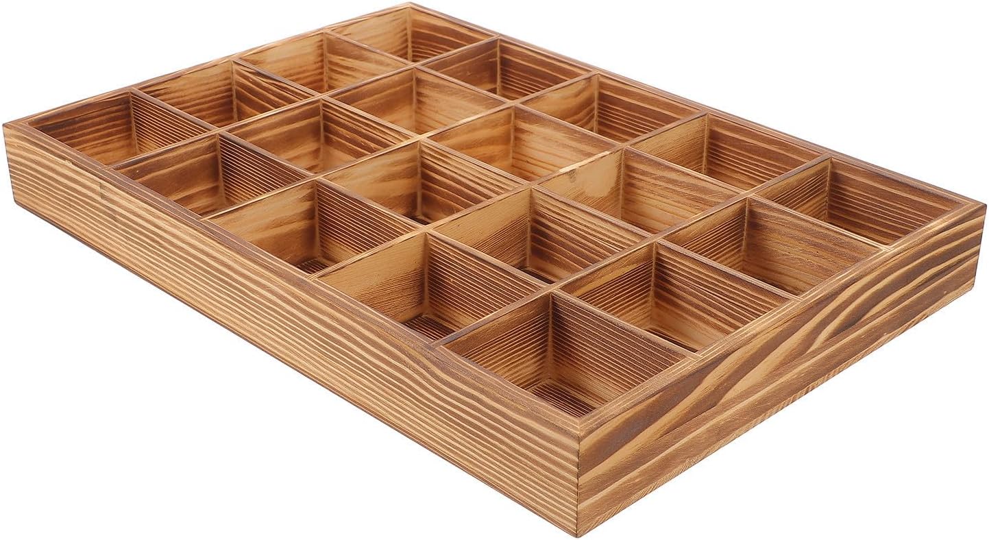 Sosoport Wooden 20-compartment Drawer Organizer for Socks, Space-saving Underwear Storage Box with Classified Compartments, Sturdy Wear-resistant Design for Dresser and Closet