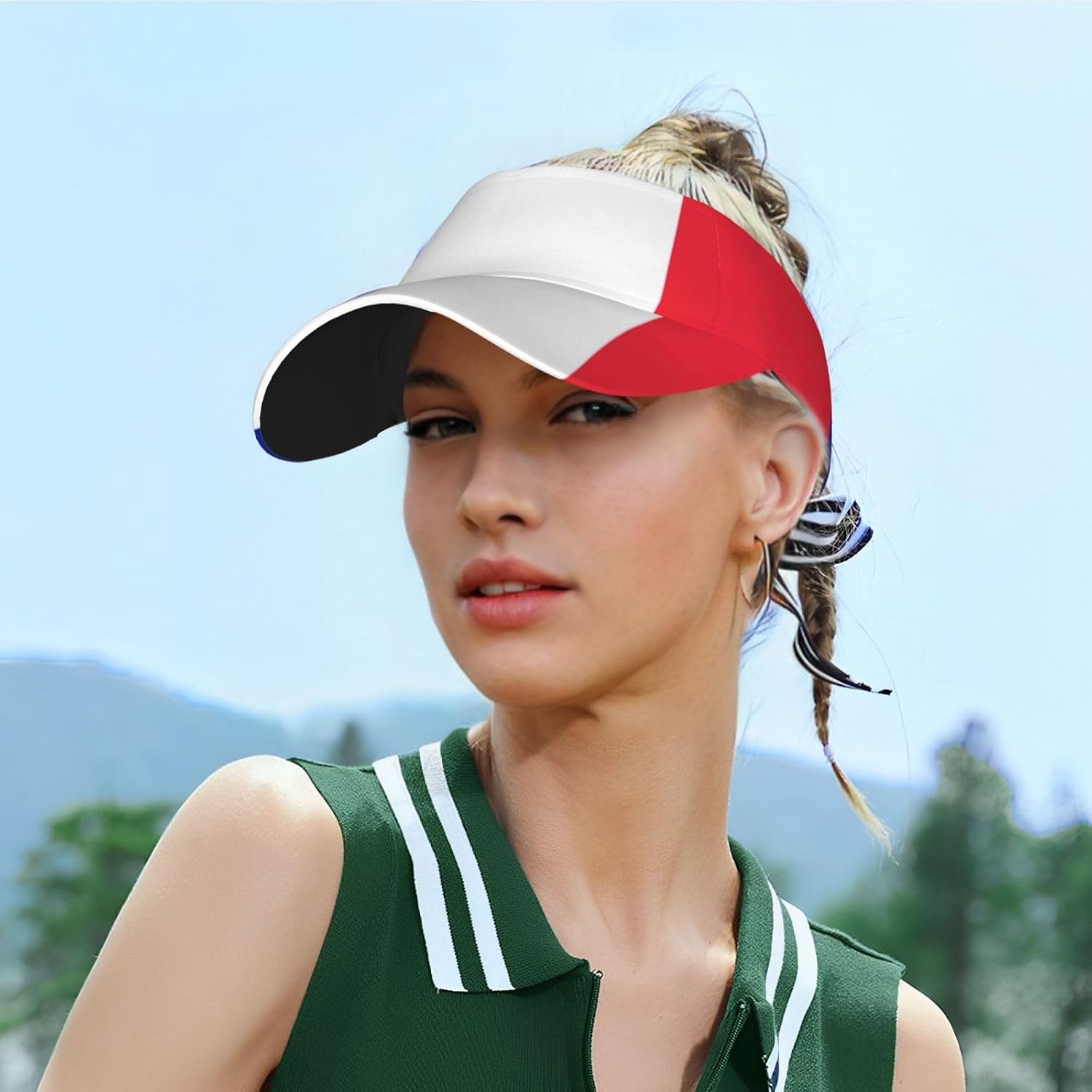French Flag Print Foldable Sun Visor Hat Lightweight Adjustable Sun Visor Hat Outdoor Sports Cap for Adults Black