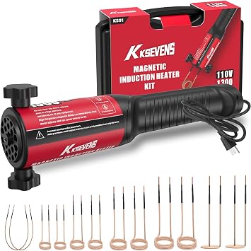 Induction Heater Bolt 1300W 110V,Induction Bolt Heater Removal Tool Kit with 12 Coils for Rusty Screw Removing,Red