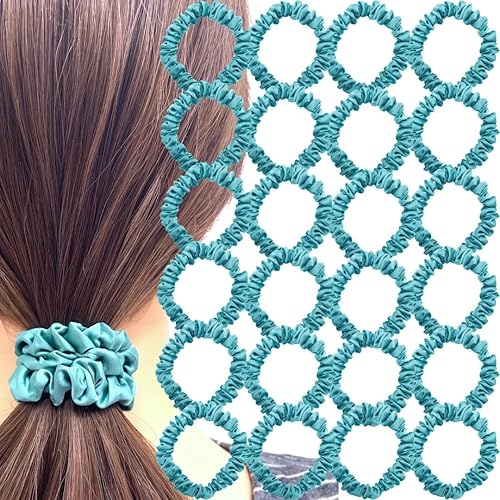 24 coleteros delgados negros pequeños para cabello rizado, lazos de satén sedosos, elásticos a la moda, lindos soportes para cola de caballo para