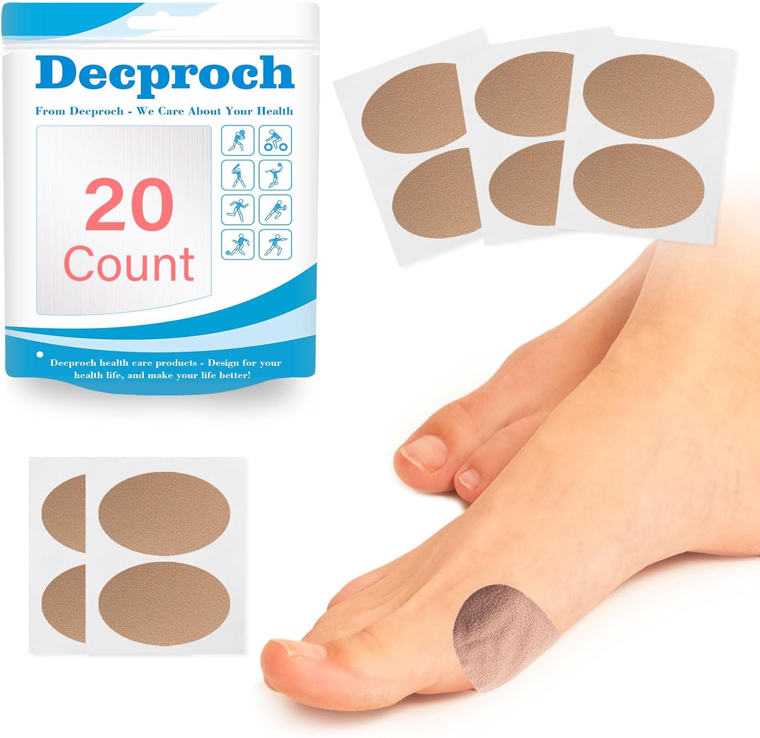 Moleskin for Blisters, Adhesive Moleskin Pads, Moleskin Padding for Feet, Shoes, Toes, Heel | Blister Prevention and Reduce Friction (20 Sheets - 40 Pieces Total)