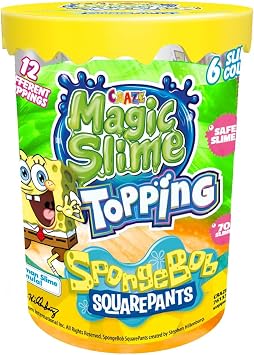 CRAZE MAGIC SLIME Topping SpongeBob - Slime Kit for Kids, 70 ml Box with Glitter and Toppings, Putty Style slime Toy for Creative Play, 6 Colours