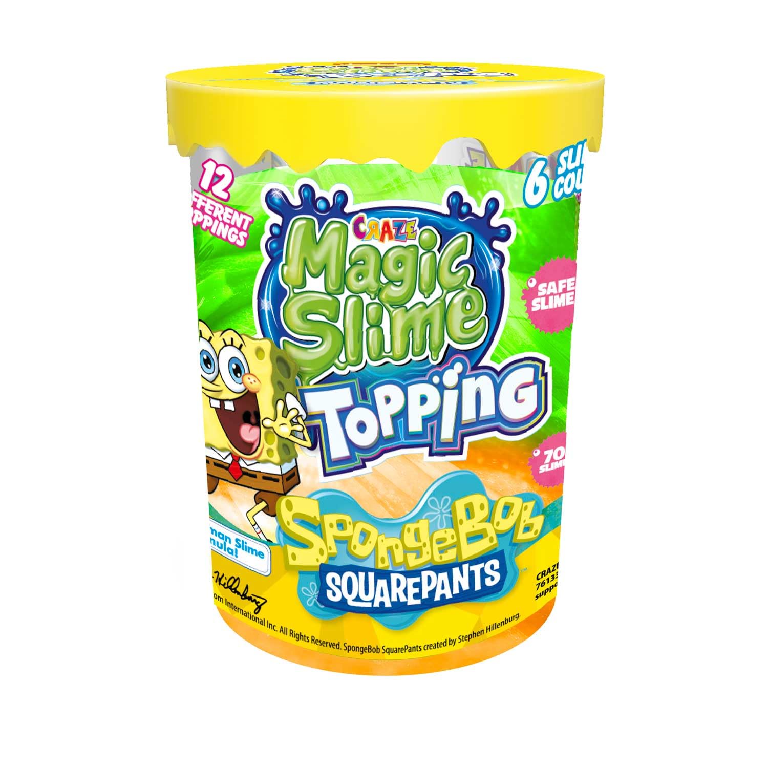 CRAZE MAGIC SLIME Topping SpongeBob - Slime Kit for Kids, 70 ml Box with Glitter and Toppings, Putty Style slime Toy for Creative Play