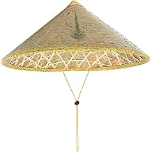 Asian Conical Rice Straw Sun Hat, Unisex Chinese Farmer Straw Hat