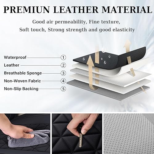 Miniatura 7 de Coverado - Juego de fundas de asiento de automóvil de cuero para Dodge RAM compatibles con RAM 1500 2500 3500 2002-2024, camioneta Pickup Crew