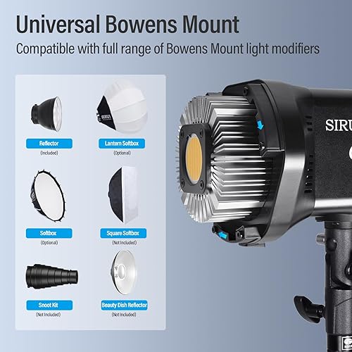 Miniatura 6 de SIRUI CS100B 100W bicolor LED luz de video, 2700K-6500K luz diurna iluminación continua, CRI 96, TLCI 98 3600Luxm, montaje Bowens, control APP 12