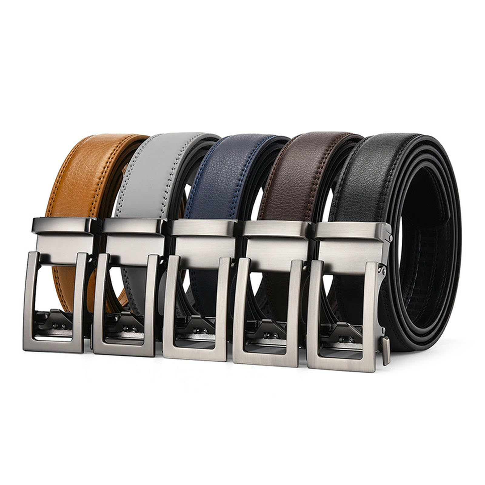 MGHN Cintura Uomo, Cintura da Uomo Firmata, Cintura a cricchetto in Pelle for Uomo, Cinture con Fibbia a Scatto Regolabile Automatica, for Abbigliamento Casual, da Tagliare su Misura(130