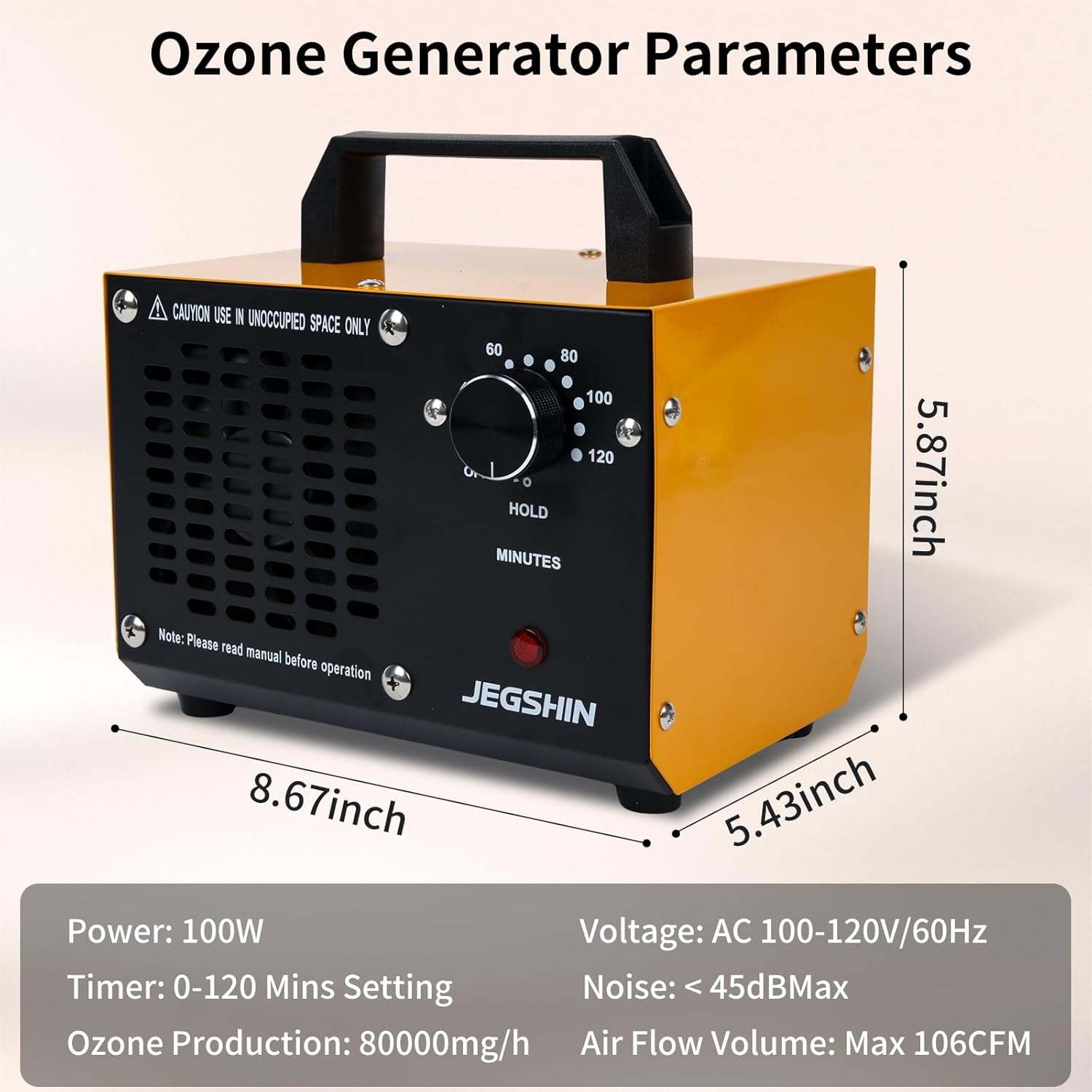 Ozone Generator 80,000mg/h, High Capacity Ozone Odor Eliminator Portable Ozonator for Home/Car/Pet/Basement Odor Suitable for Spaces up to 7,000 Square Feet