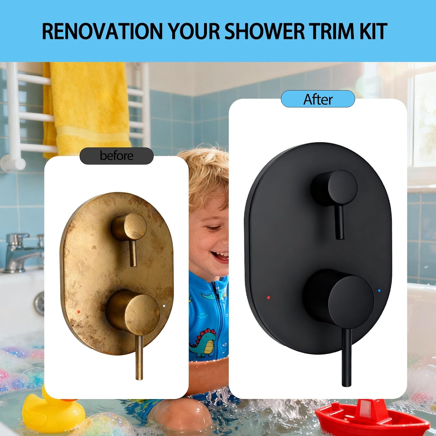 UT3290BL Matte Black Shower Valve Trim Kit for Moen Align M-CORE 3-Series 2-Handle Shower Faucet Trim, Shower Handle trim Includes 1213 Cartridge for Moen U232 U362 M-CORE Mixing Valve, Valve Required