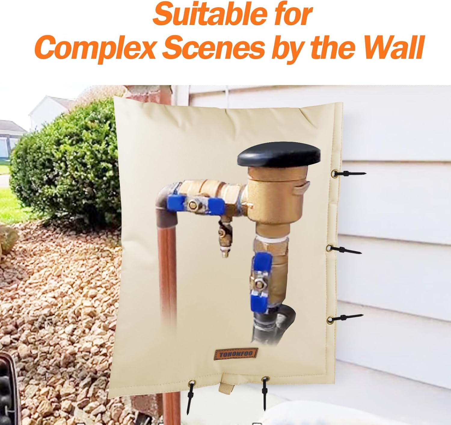 2-Way Opening Backflow Preventer Pipe Insulation Cover (5°F) - Irrigation Sprinkler Valve Cover - Water Well Pump Cover - Sturdy 5 Layers for Winter Freeze Protection (24" W x 36" H, Beige