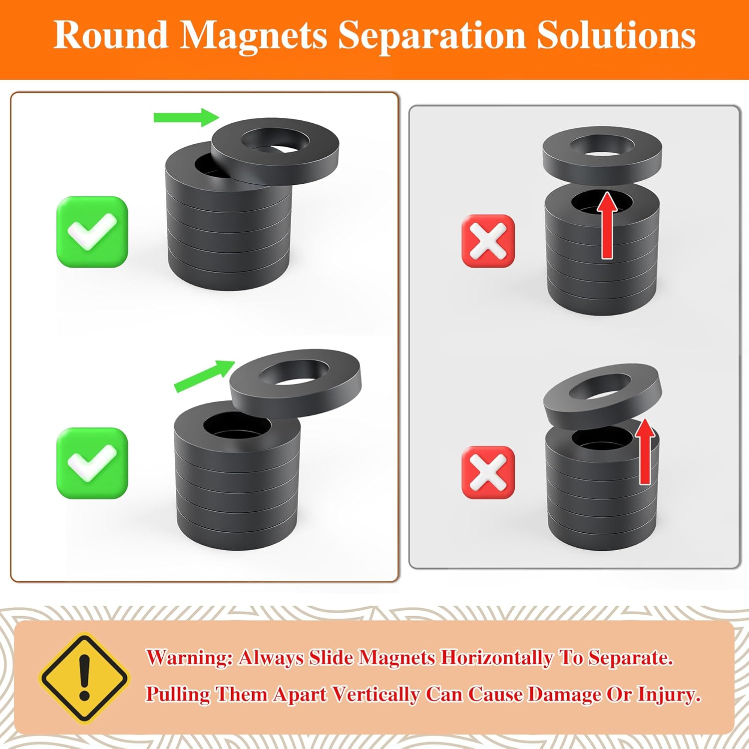 Starry 8PC Ferrite Ring Magnet Strong Round Magnets with OD 2.33in x ID 1.23in x 10mm, Big Magnets Heavy Duty for Industry, Science, Crafts, and Hobbies