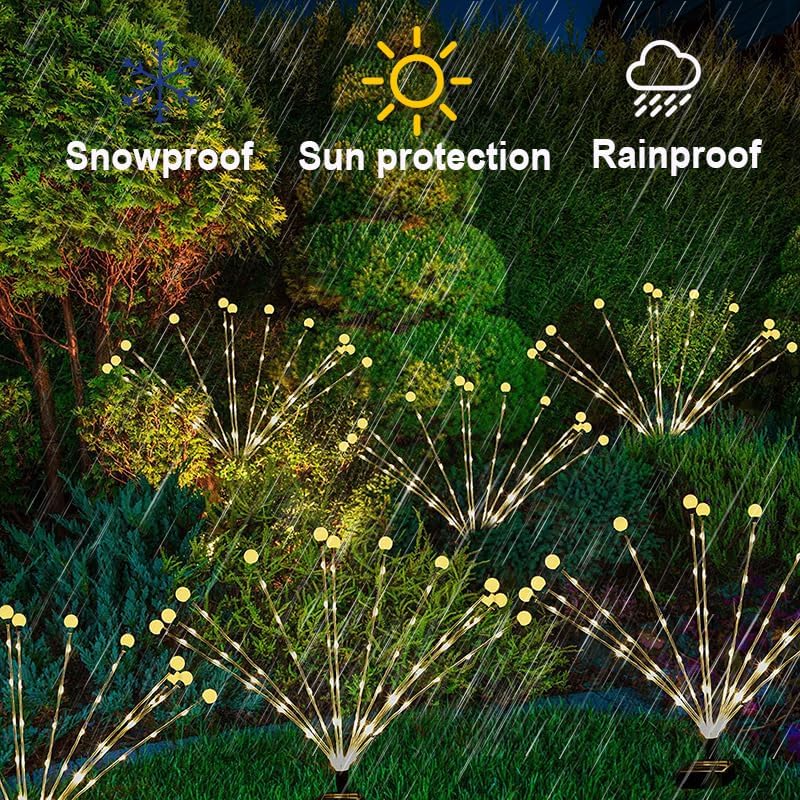 Miniatura 6 de Luces solares mejoradas para jardín con 10 lámparas LED, luces de luciérnaga alimentadas por energía solar, luces de paisajismo al aire libre