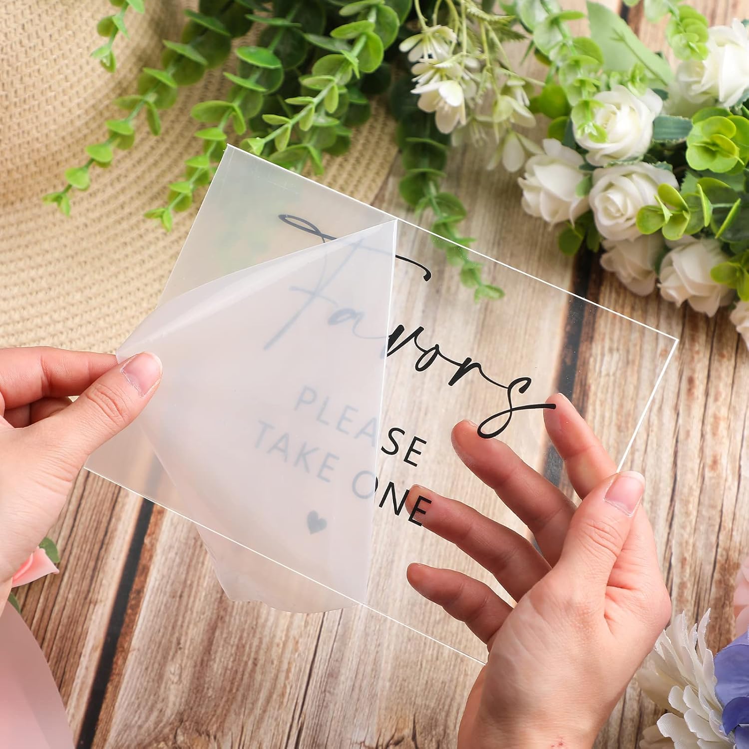 Weysat 6 Pcs Clear Acrylic Wedding Signs for Reception and Ceremony 5'' x 7'' Wedding Signage with Stand in Loving Memory Table Decorations Cards and Gifts Guestbook Reserved Table Sign(Classic Style) - Image 2