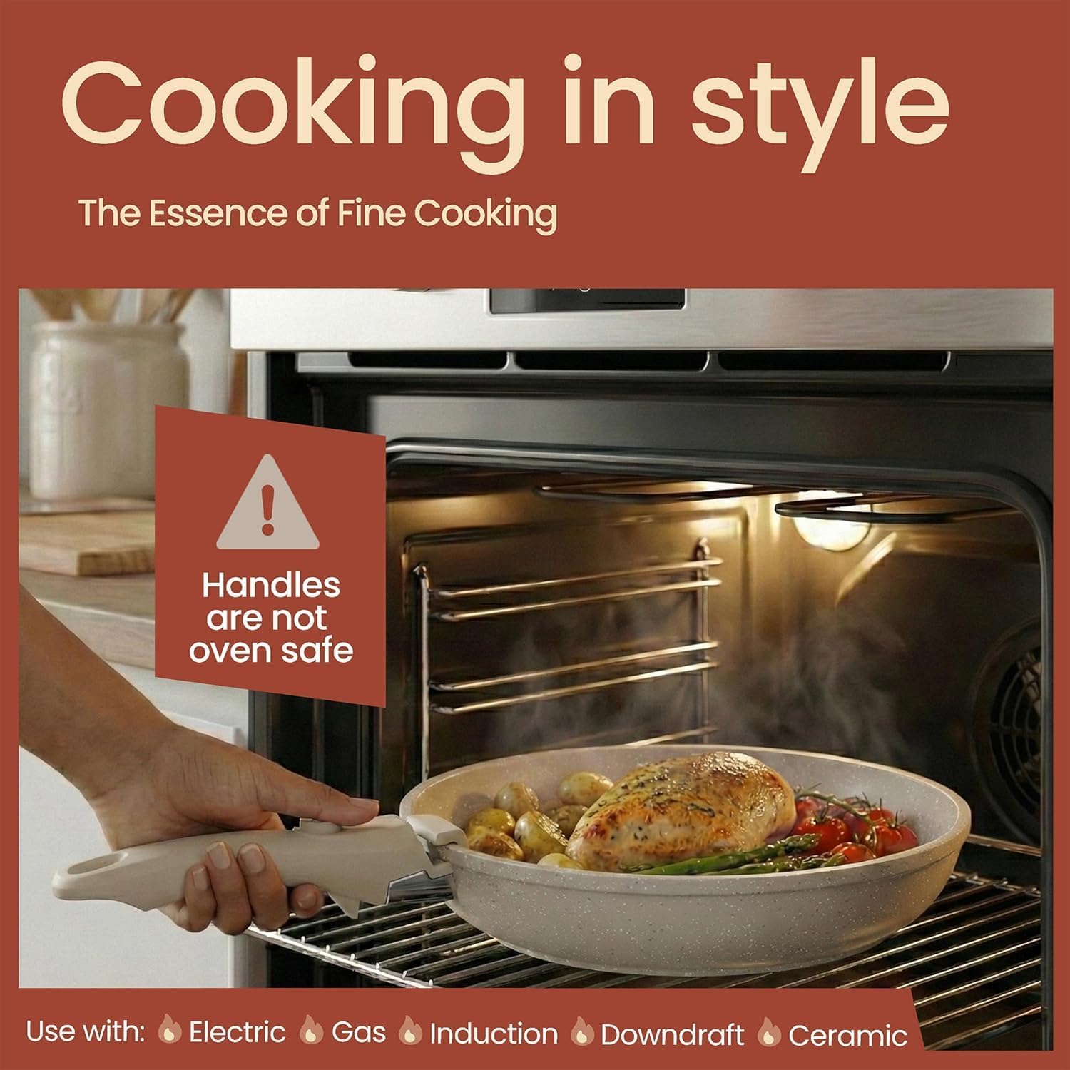 Bakken 17-Piece Ceramic Coated Aluminum Cookware Set, Nonstick Pots and Pans with Lids, Silicone Cooking Utensils & Oven Mitts, All Stovetop Safe Up To 500°F, PTFE & PFAS Free, Dishwasher Safe