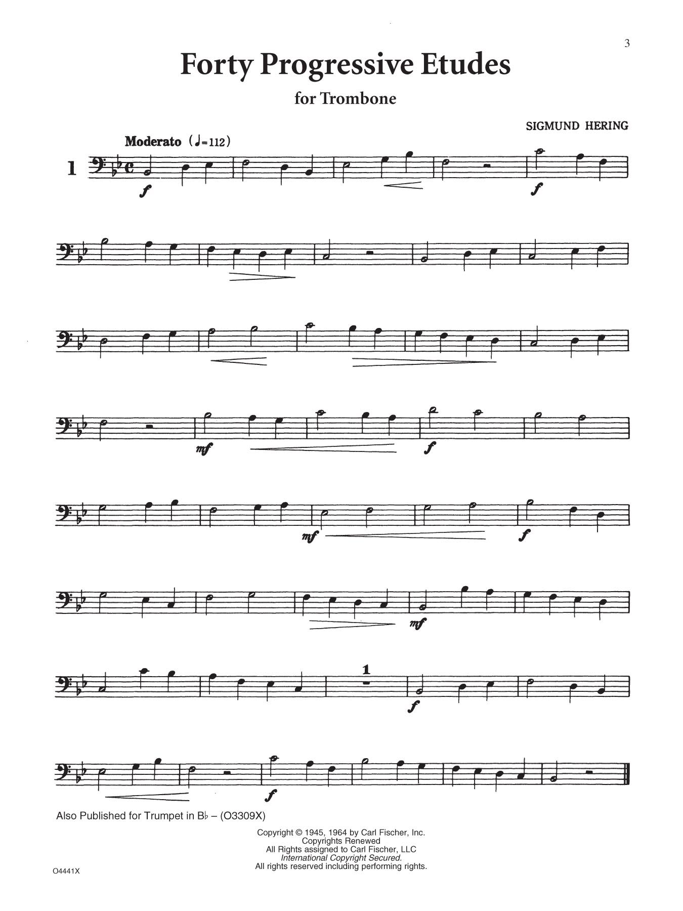 Sigmund hering : forty progressive etudes for trombone + audio online