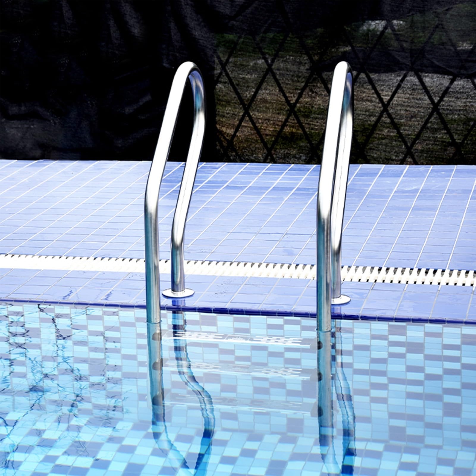 Scale per Piscina, gradini in Acciaio Inox, Scale per Salire in Piscina con corrimano, Adatte a Piscine, Spa e parchi Acquatici (2 gradini)