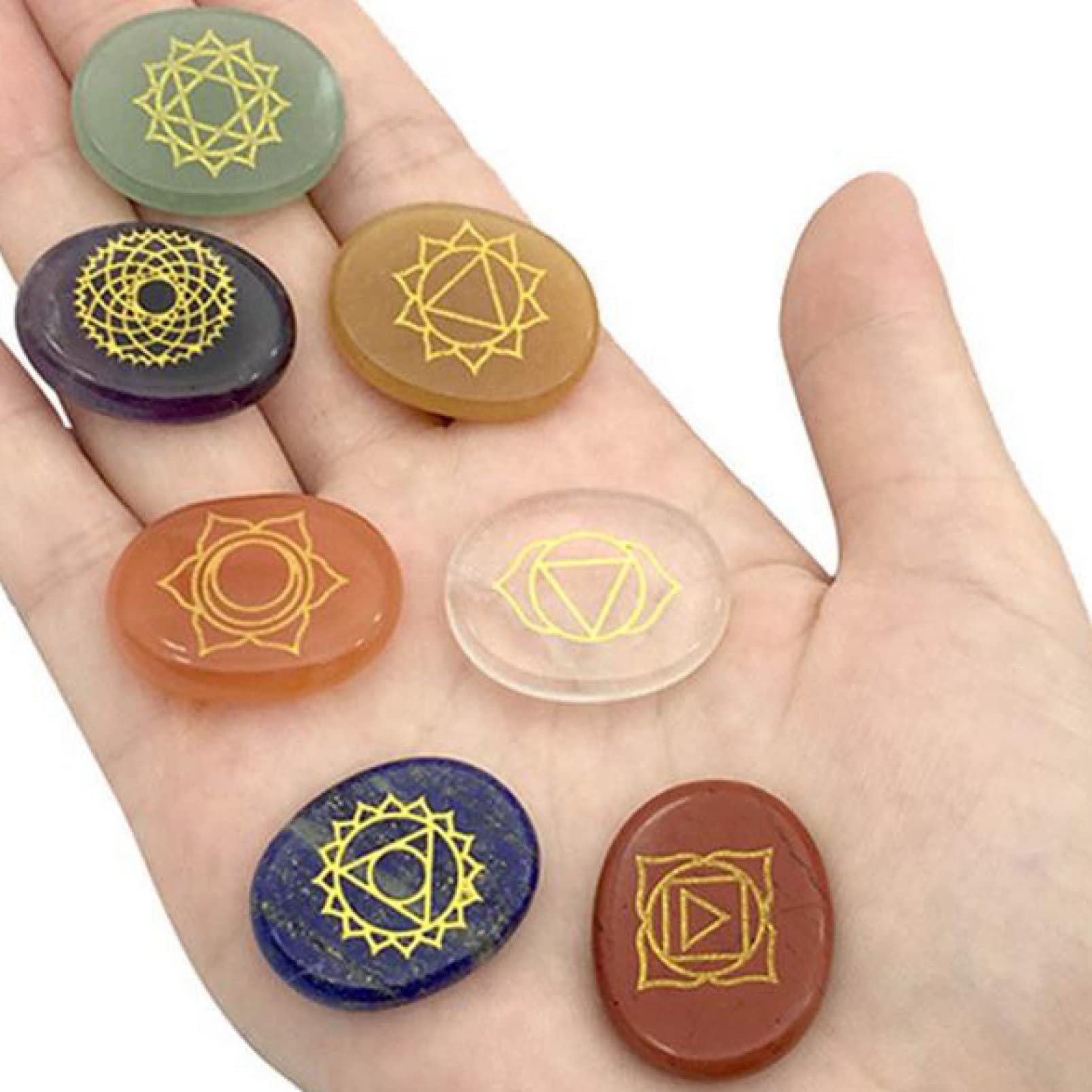 Cristales y Piedras curativas Cuarzo Natural Símbolo Piedra Cristal 7 Juego de Piedras for Yoga Decoración del hogar Regalos espirituales Inicio Colecciones