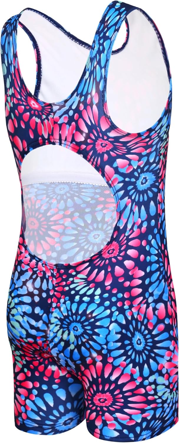 Girls Swimsuit Sleeveless Bathing Suits Back Cutout Summer Swimwear with Removable Chest pad 6-14 Years