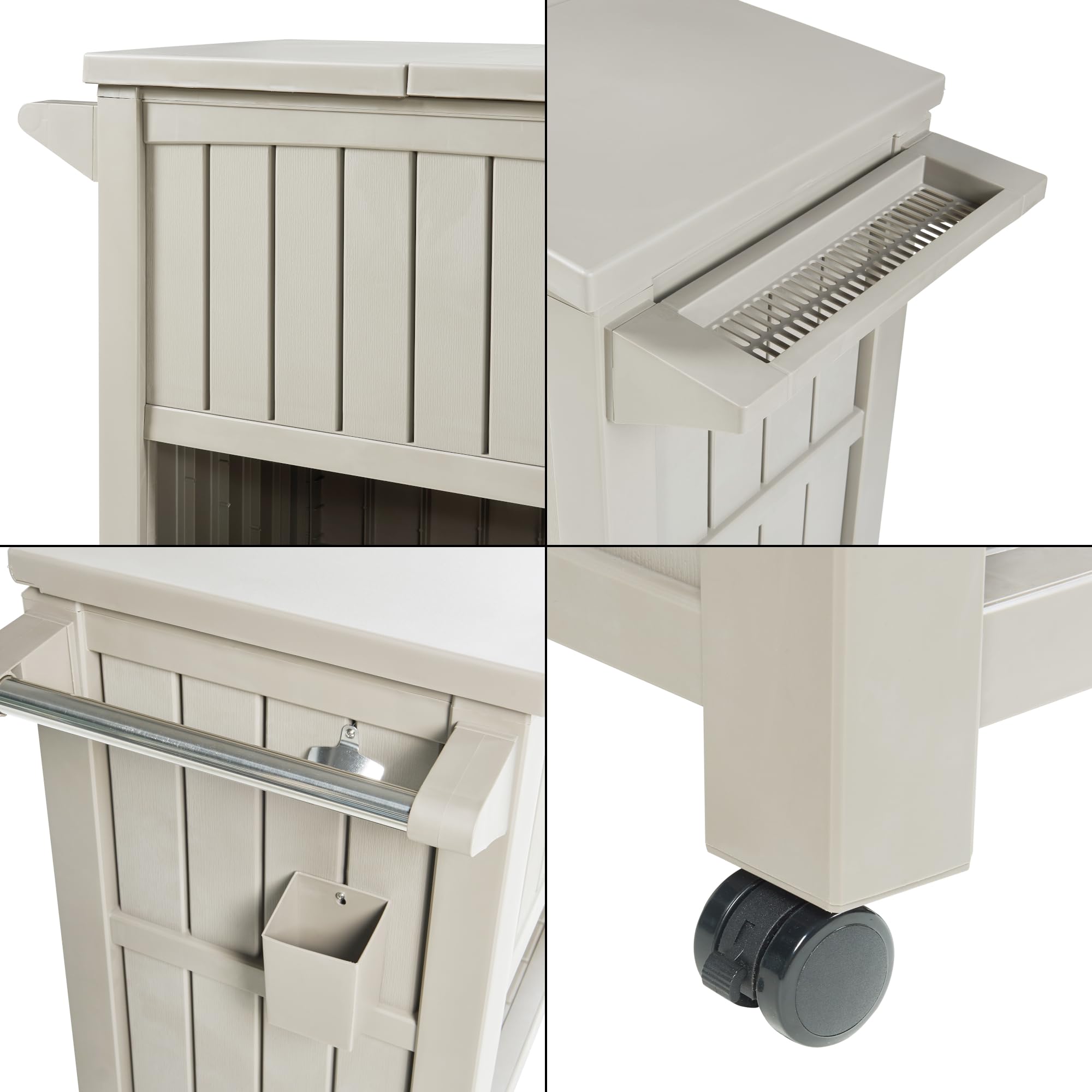 casa.pro Carrito Nevera Arsita para Bebidas Carro de Servicio Multiusos con Bolsa de Nevera Carro Auxiliar para Jardín Balcón Barbacoa PVC Plástico 102 x 47 x 87 cm - Beige