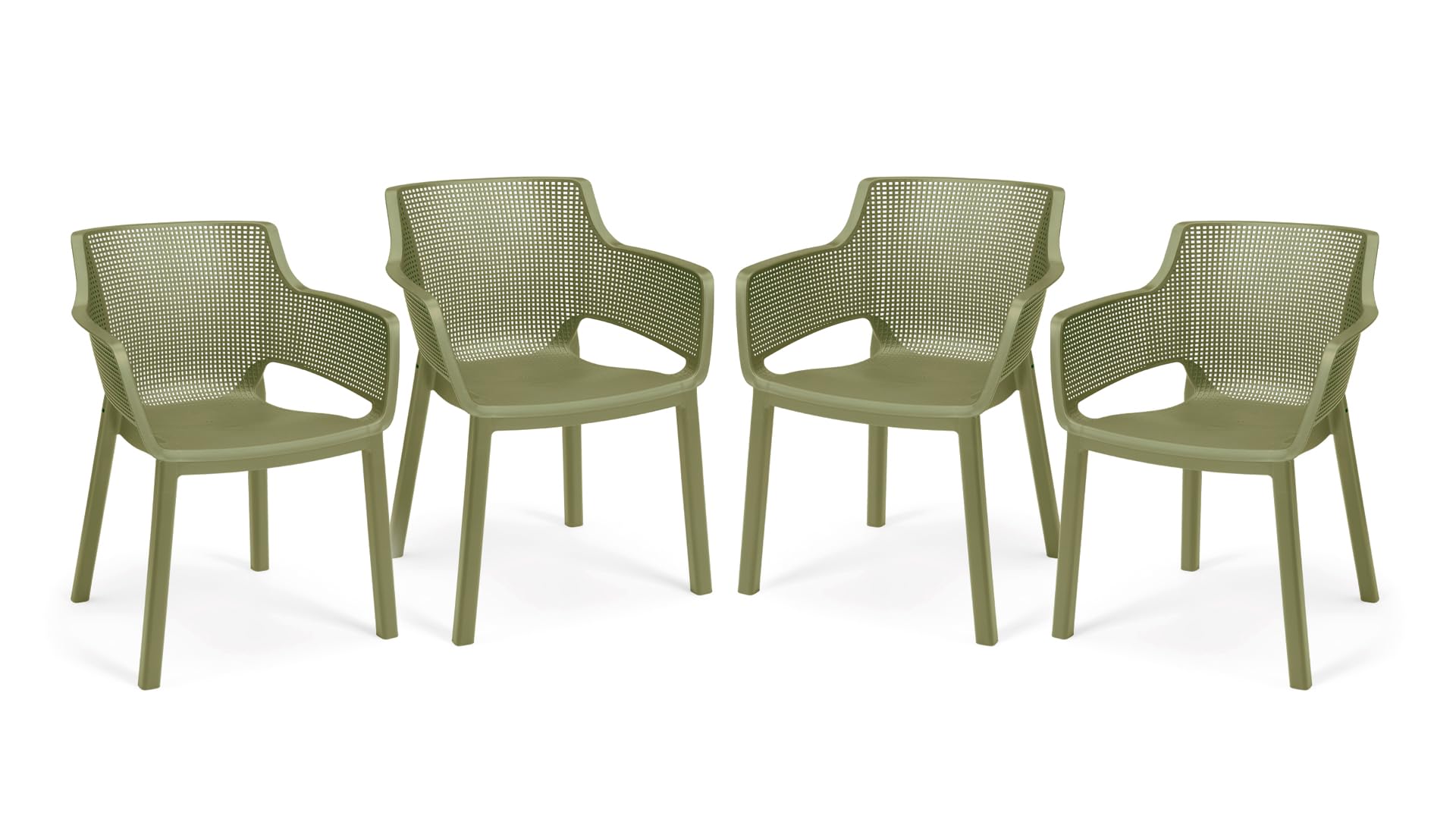 Keter Set x4 Silla de Exterior de jardín Elisa 61,5x53x78,4cm (Verde)