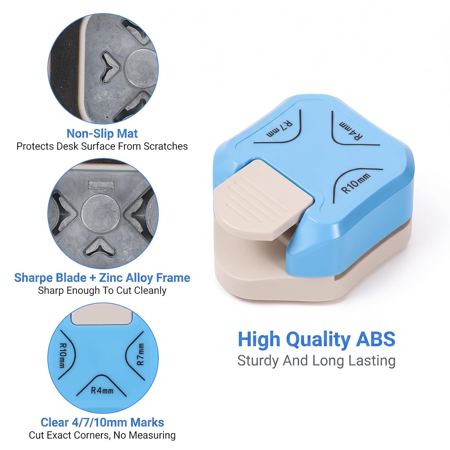 Paper Rounder, 4mm, 7mm, 10mm 3 Way Corner Punch for Paper Crafts