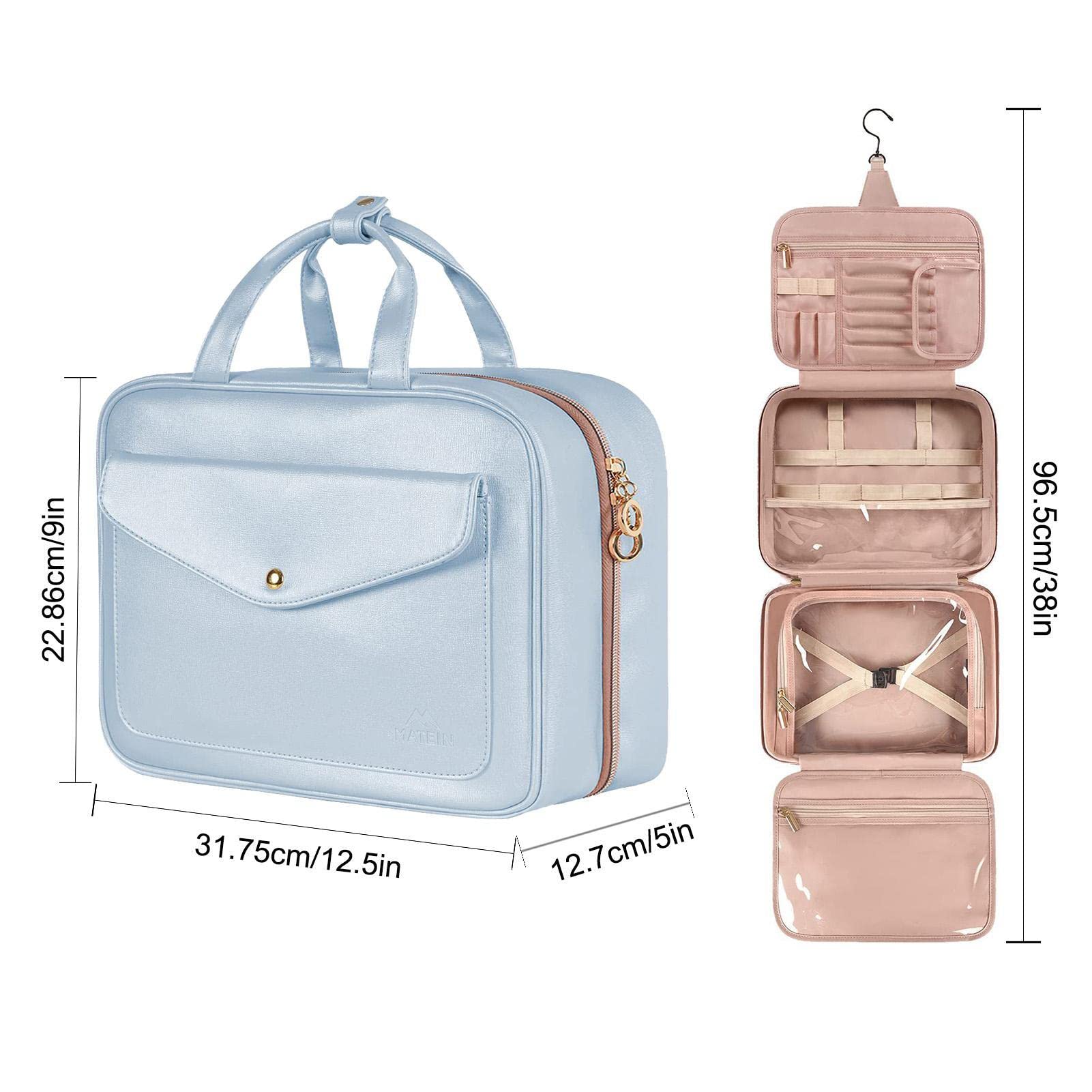 kosmetyczka dla kobiet - Du?a kosmetyczka z haczykiem - Wodoodporna kosmetyczka do makija?u Travel Organizer na akcesoria, szampon, przybory toaletowe Miake