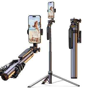 ZZR SEVEN Tripod for iPhone, Selfie Stick for iPhone with Remote, Phone Stand Tripod for Recording, Compatible with All Cell Phone and Camera X70 (80")